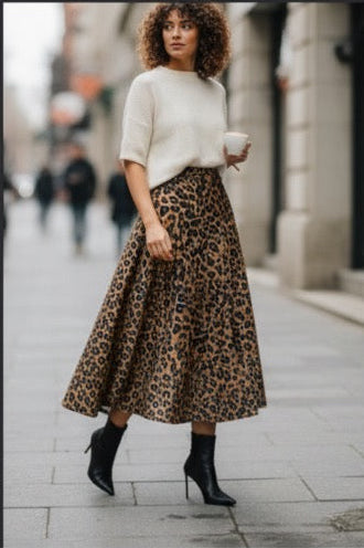 Full length cheetah print skirt