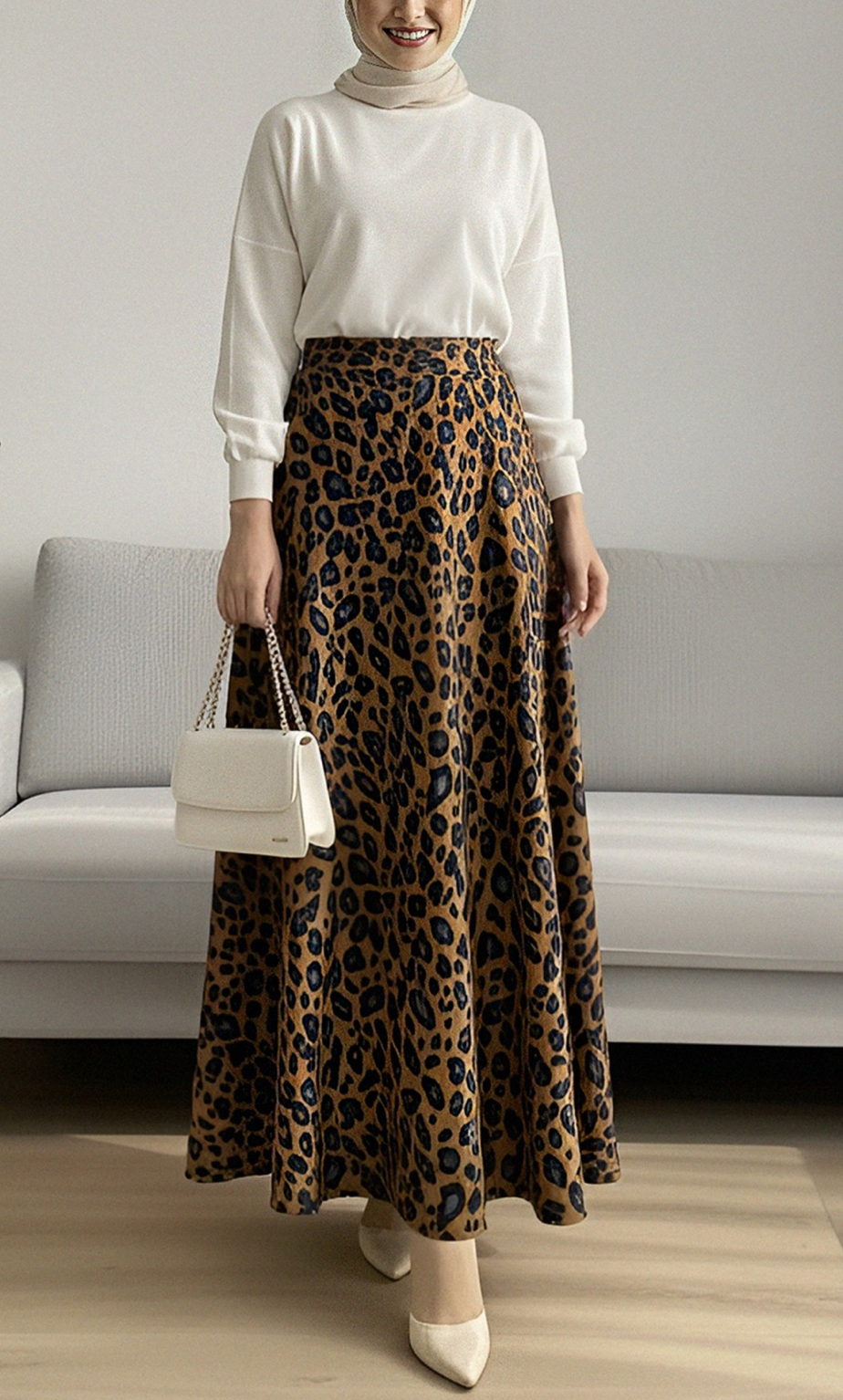 Full length cheetah print skirt